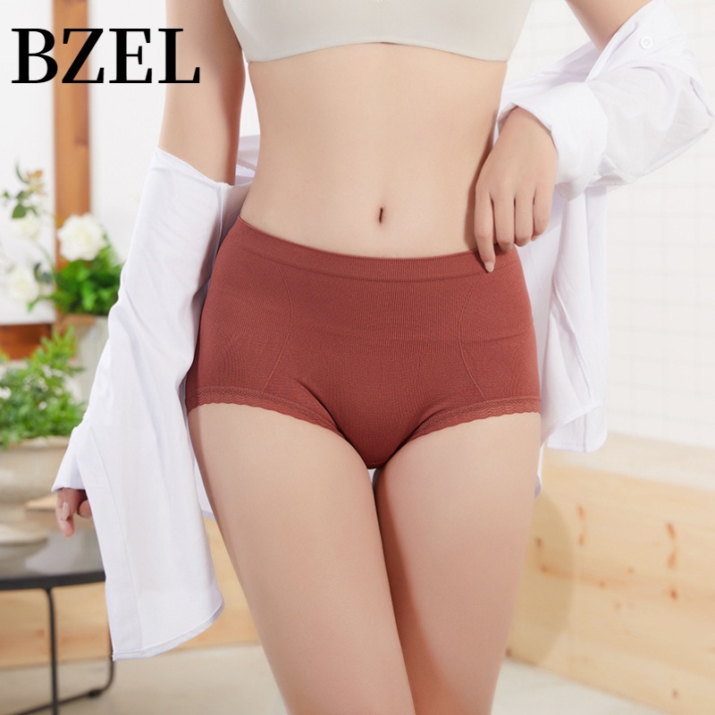 Quần Lót Cotton Phối Ren Lưng Cao Không Đường May Thoáng Khí Quyến Rũ Cho Nữ