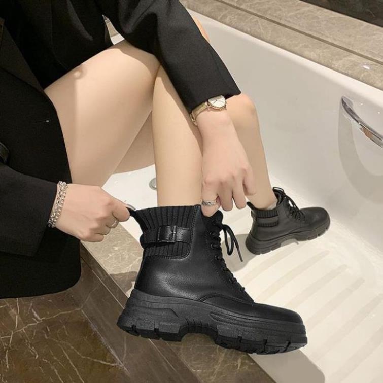 Giày Bốt Nữ Cổ Chun, Bốt Nữ Cao Cổ Khoá Cài Có Cổ Chun Cao Cấp Quà tặng chun