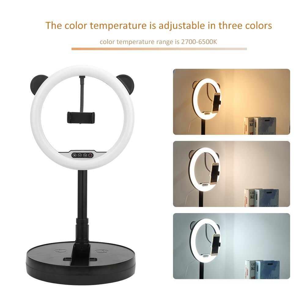 Đèn Led Livestream 26cm Tai Gấu Kute - Chỉnh 3 Màu Đèn - Sáng Tối - Gấp Gọn - Tiện Lợi - Chính Hãng Bảo Hành 6 Tháng