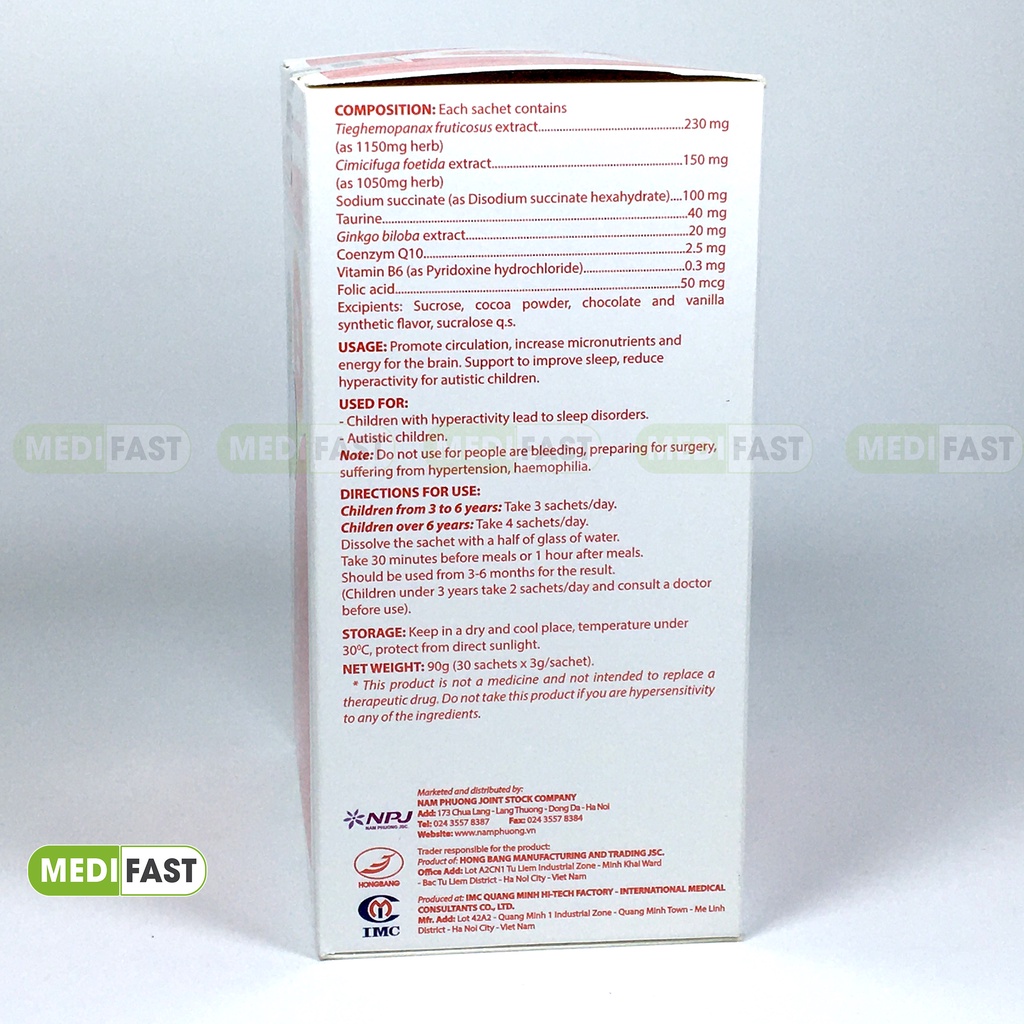 Vương Não Khang giúp tăng cường trí não cho bé, giảm tự kỷ, ngủ ngon - Mua 6 tặng 1 bằng tem tích điểm