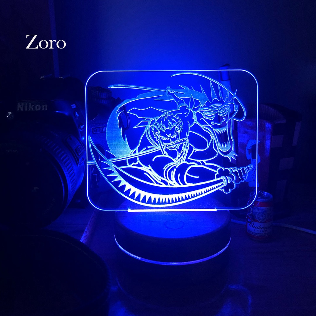 Đèn Led Anime Zoro One  PieceNhân Vật Hoạt Hình, Đèn Ngủ Led 3d, Cảm Ứng , Điều Khiển Từ Xa