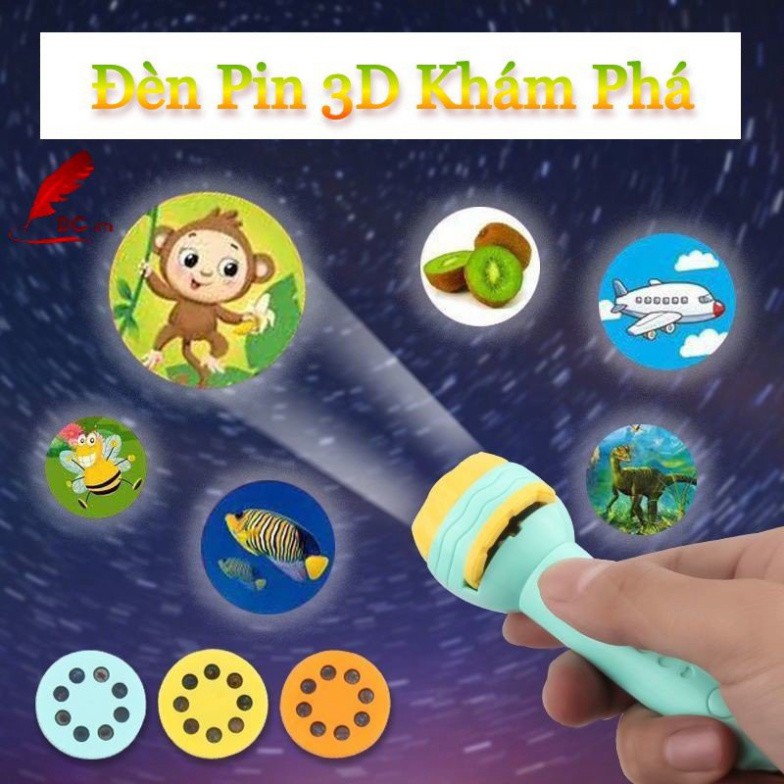 Đèn Pin Chiếu Hình - Loại 1 Cho Bé 24 Hình Động Vật Nhiều Chủ Đề Ngộ Nghĩnh Quà Tặng Cho Bé Vui Chơi Khám Phá