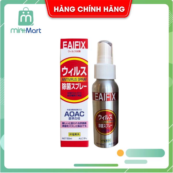 [Chính hãng] Xịt kháng khuẩn EAIFIX Nhật Bản 50ml (date 4/12/2023)