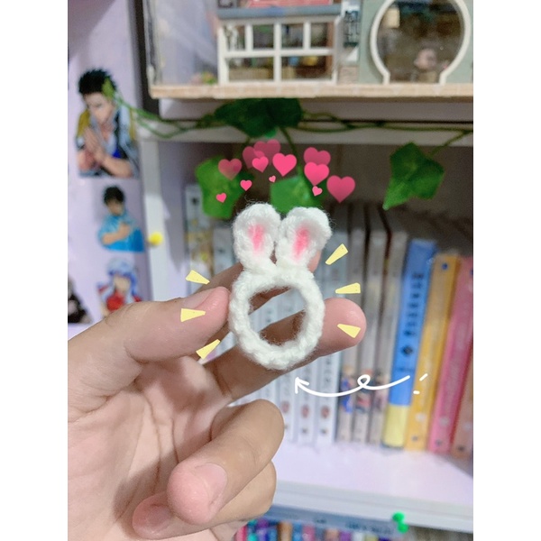 Nhẫn len handmade tai thỏ, quà tặng handmade