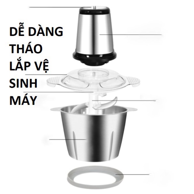 Máy Xay Thịt Cối Inox 304 Đa Năng 200W, Xay thịt, xay tỏi ới, xay rau củ quả, BẢO HÀNH 3 THÁNG!