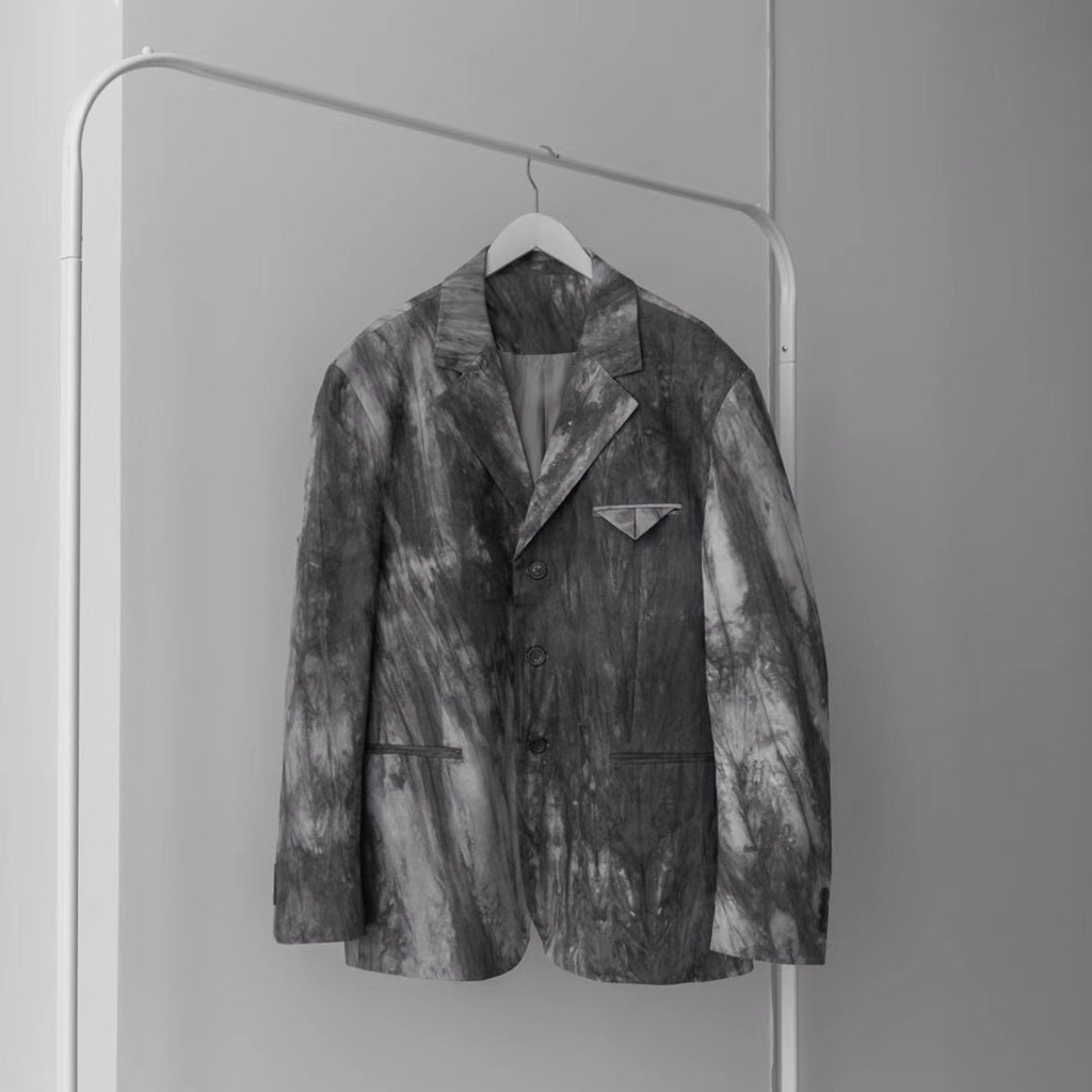 Set Waxed Blazer, Short , Trousers form oversize