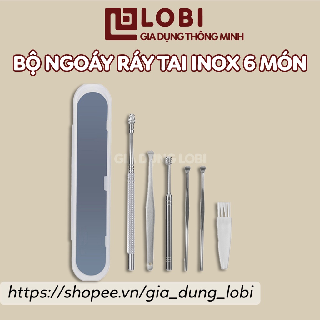 Bộ lấy ráy tai 6 món chất liệu thép không gỉ