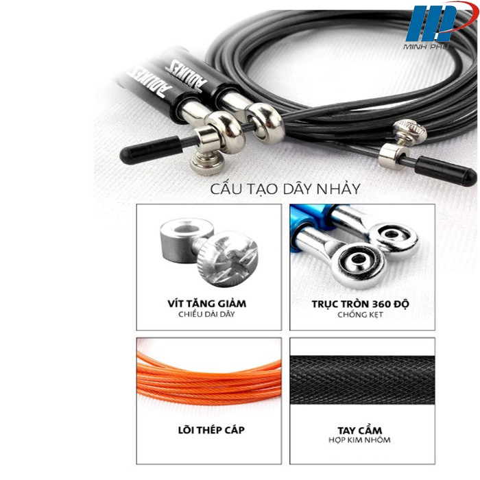 Dây Nhảy Thể Dục Tay Nắm Hợp Kim Nhôm Cao Cấp Aolikes AL3203