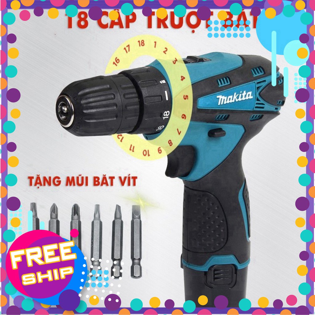 [Chính Hãng] MÁY KHOAN VÀ VẶN VÍT MAKITA DF330DWE 12V - 2 PIN - TẶNG 2 MŨI BẮT VÍT - SẠC CỐC . -