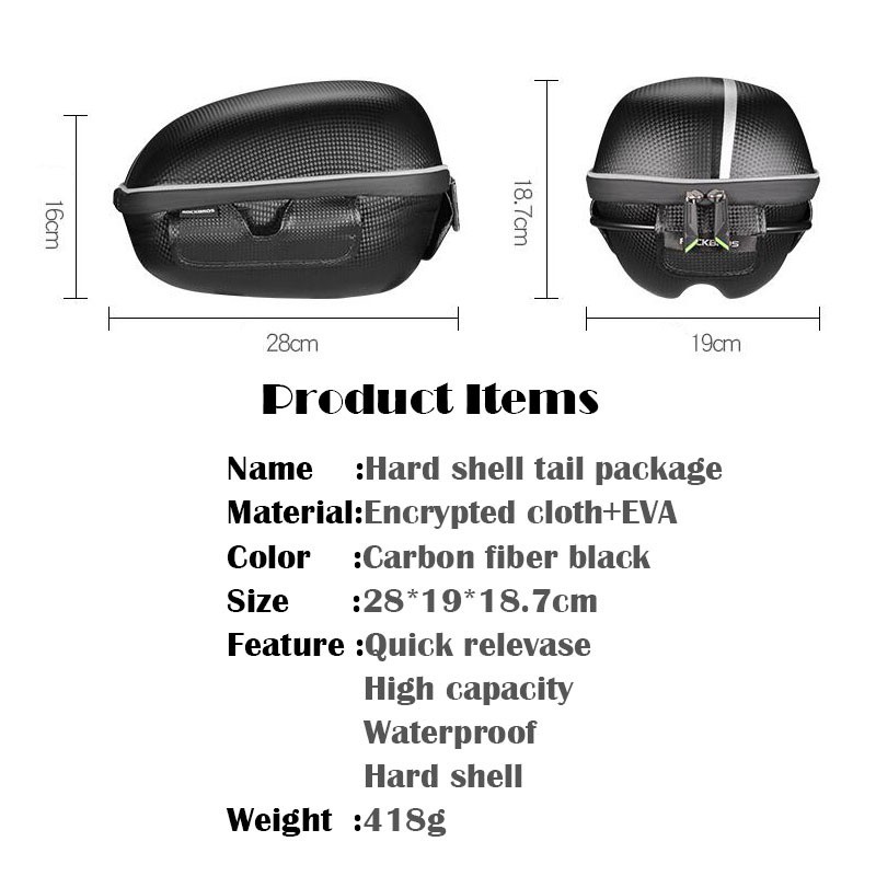 Túi Đựng ROCKBROS Vỏ Cứng Chống Nước Gắn Yên Xe Đạp Kích Cỡ 28*19*18.7cm
