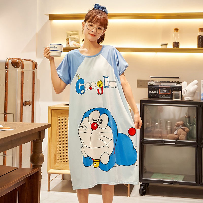 đồ ngủ nữ mặc nhà set áo choàng sleepwear pyjama thun kiểu jumpsuit quần bộ pijama pizama gợi cảm kimono Plus Size Cả hai in Cartoon Pyjamas dress phụ pyjamas váy midi Free size Fit cho đến 3XL