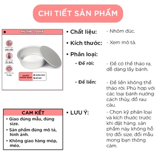 Khuôn tròn đế rời và liền nhôm đúc dùng để nướng bánh gato, làm bông lan, chiffon