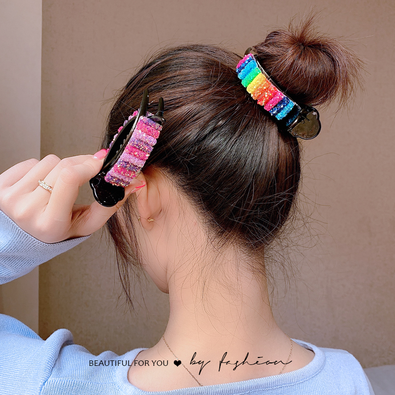 Kẹp tóc màu cầu vồng phong cách Hàn Quốc xinh xắn cho nữ