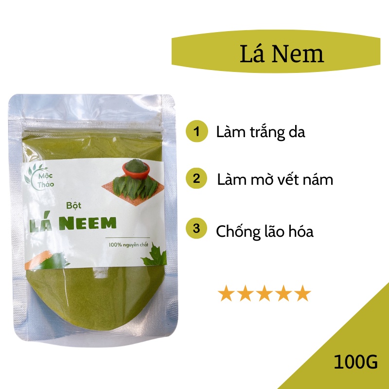 100GR Bột lá neem ấn độ sấy lạnh đắp mặt trắng da nguyên chất HandMade