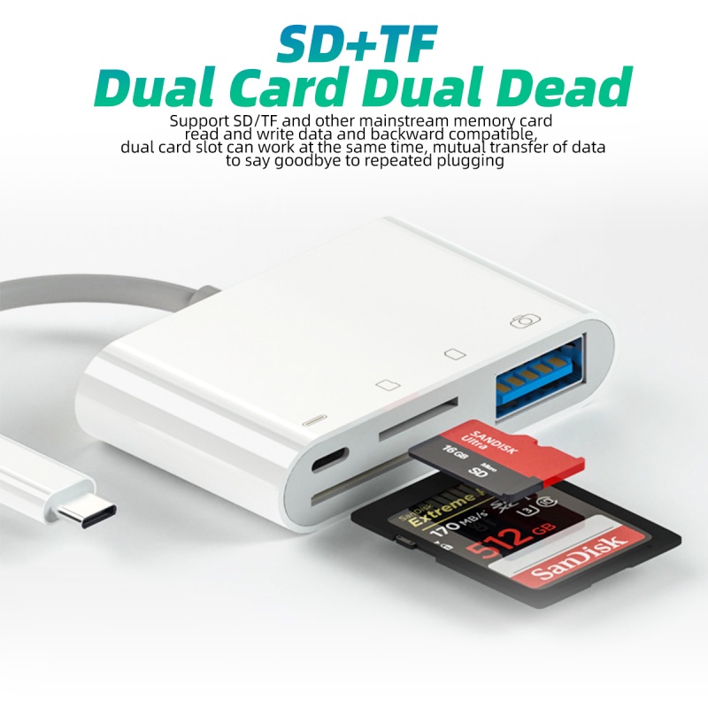 Hub USB 3.1 Type c Ankndo Đọc Thẻ Nhớ SD TF 5 Trong 1 Type-c OTG USB 3.0 Cho Macbook/Điện Thoại/Laptop
