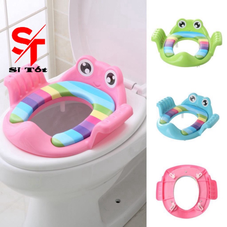 Bệ Lót Thu Nhỏ Bồn Cầu Có Tay Vịn Đệm Lót Cho Bé An Toàn, Tháo Lắp Dễ Dàng Tiện Lợi
