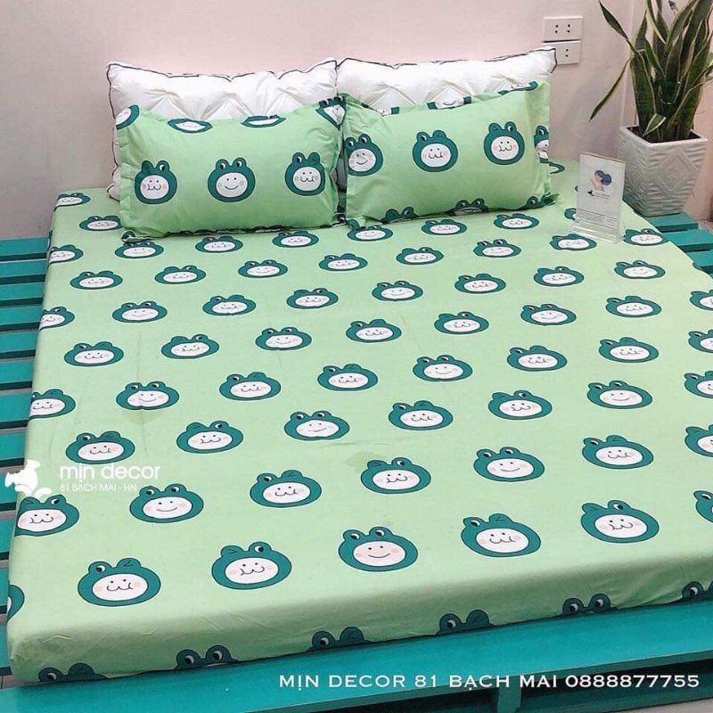 (GIÁ HỦY DIỆT) Sét 3 món Ga chun và 2 Vỏ Gối Nằm Mẫu CHUỘT HAPPY (Được chọn thêm mẫu)
