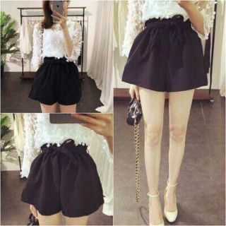 Quần short giả váy cạp chun phối dây nơ