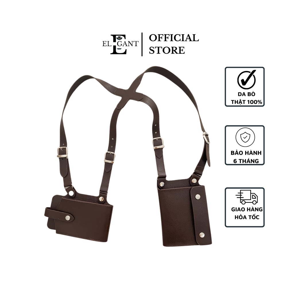 Đai đeo lưng thời trang ELEGANT SUSPENDER đựng ví tiền và điện thoại - DA BÒ THẬT 100% - 3 MÀU