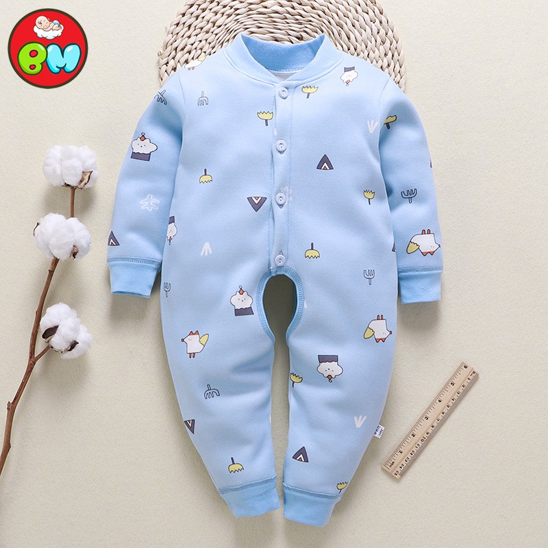 Bộ đồ nỉ lông dài tay cho bé 0-12 tháng tuổi,bodysuit cho bé trai và bé gái mùa thu đông