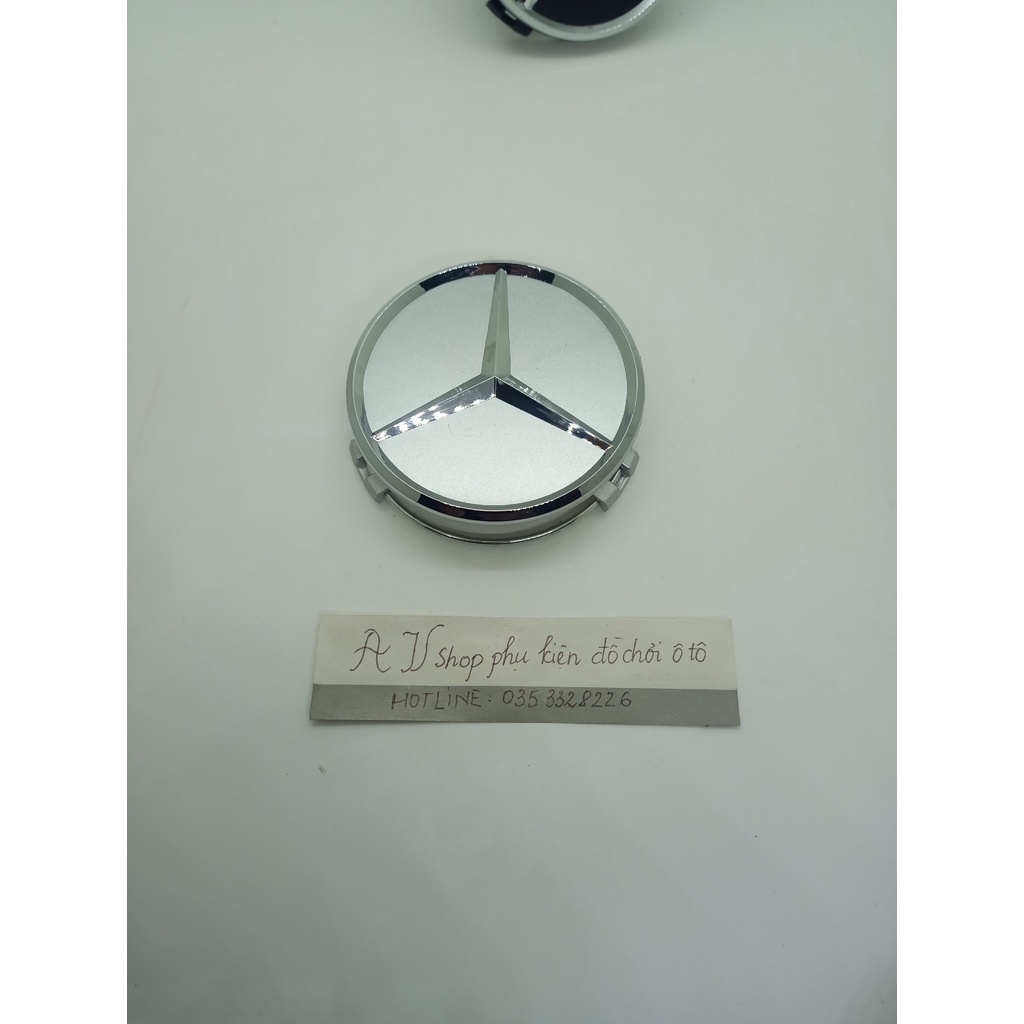 Logo chụp mâm, ốp lazang bánh xe ô tô Mercedes Benz cao cấp  Đường kính 75mm