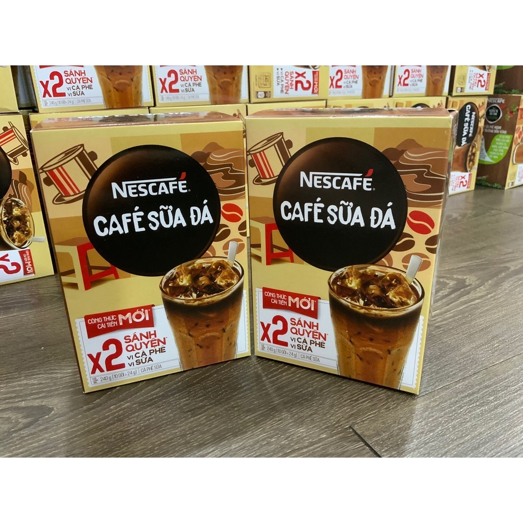 Cà Phê Hoà Tan NESCAFE 3in1 Cà Phê Sữa Đá (10 gói x 24g)