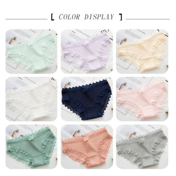 Quần lót nữ cotton ,quần chip gân tăm kháng khuẩn viền ren sexy gợi cảm NĐ01