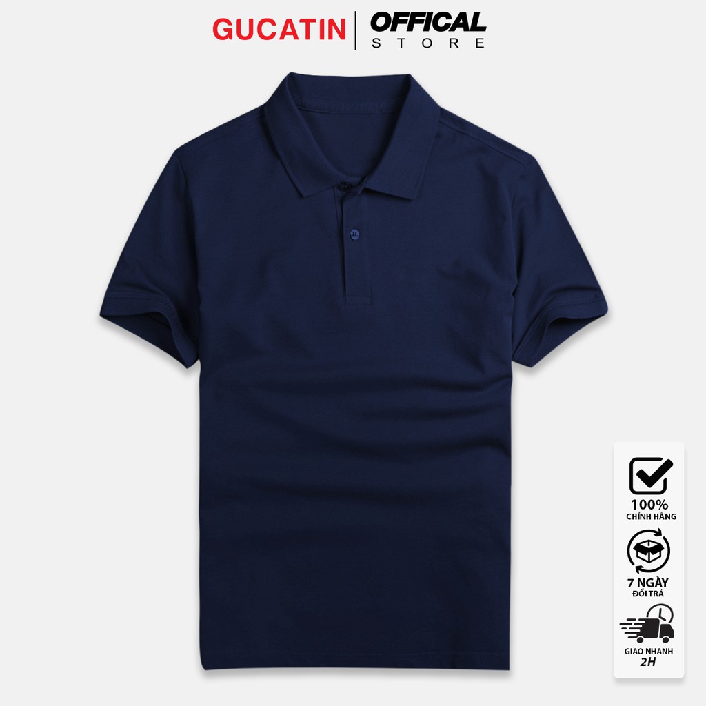 Áo thun polo trơn cổ bẻ ngắn tay XANH ĐEN cao cấp GUCATIN vải cá sấu không nhăn không xù trẻ trung năng động sang trọng