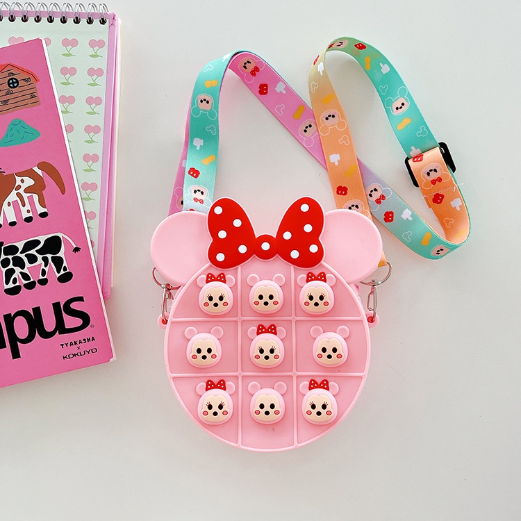 Pop It Đồ Chơi Fidget Spinner Mickey Minnie Túi Bong Bóng Nhấn Bằng Silicon Có Dây Đeo Cho Trẻ Em