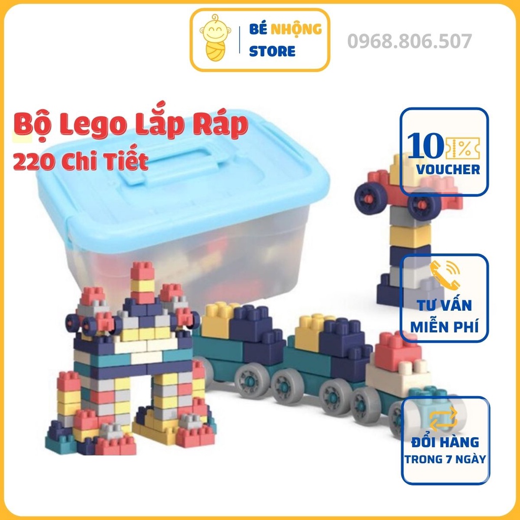 Bộ Đồ Chơi Lego Lắp Ráp 220 Chi Tiết Cho Bé, Đồ Chơi Xếp Hình Sáng Tạo