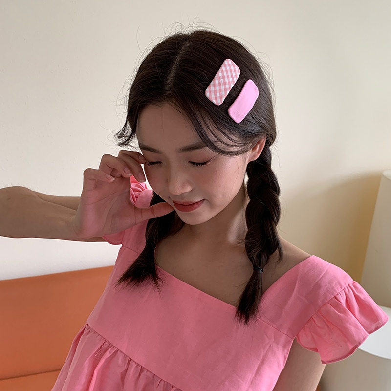 Korean Girl Plaid Barrettes Combination Wild Candy ColorBBClip Bang Clip Cloth Hairpin Side Clip Japanese and Korean Hair Accessories
