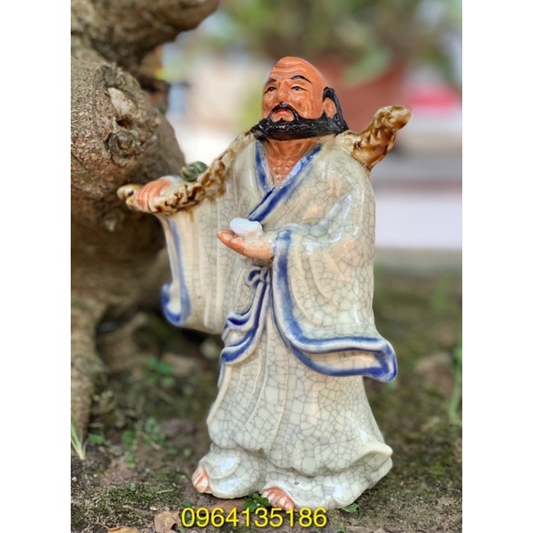 Tượng đạt ma sư tổ h19 cm men rạn gốm sứ Bát Tràng