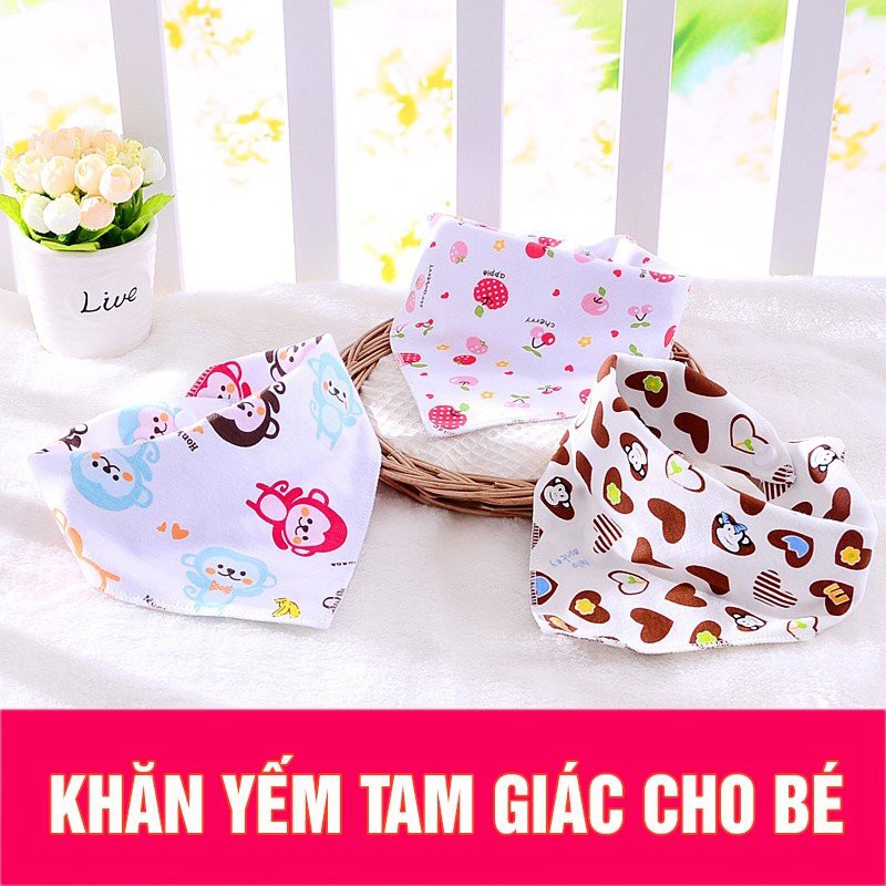 Yếm cho bé quàng cổ tam giác Suka Shop yếm cổ cho bé chất liệu cotton 100% có cúc cài