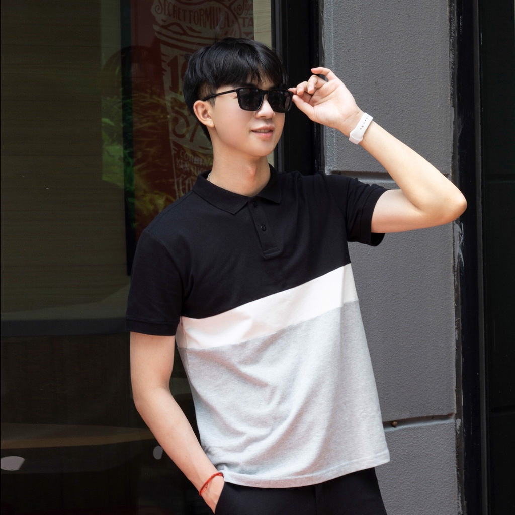 Áo polo nam SAYME áo thun ngắn tay cổ bẻ phối màu vải cotton mềm mịn co giãn 4 chiều MCPO0006