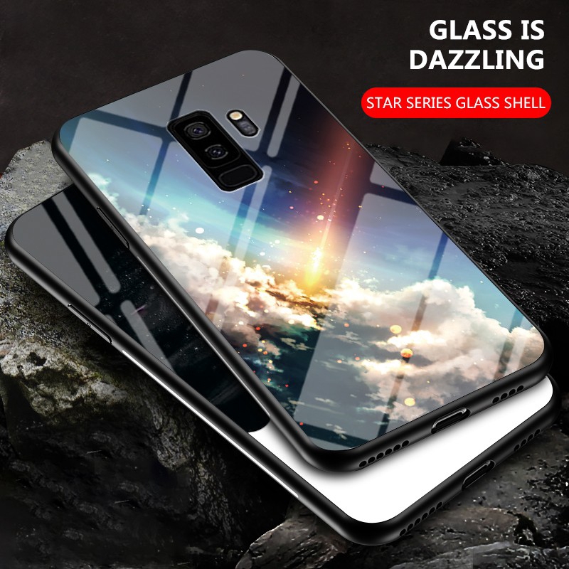 Starry Sky Phone Case Samsung Galaxy S9 Plus A70 A70S A80 A90 5G Hard Tempered Glass Cover Shockproof