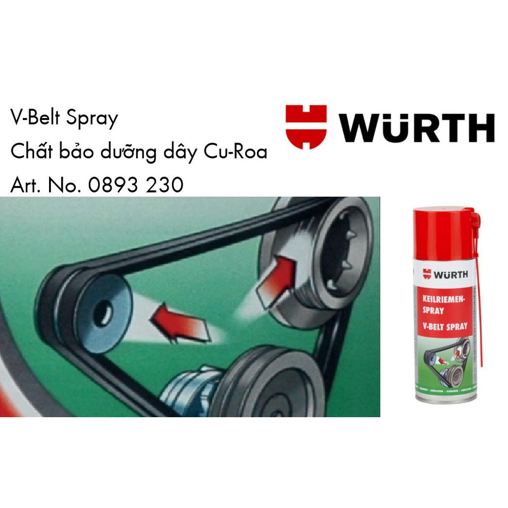 Chai Xịt Bảo Dưỡng Dây Curoa VBelt Spray Wurth 0893230 (400ml) chính