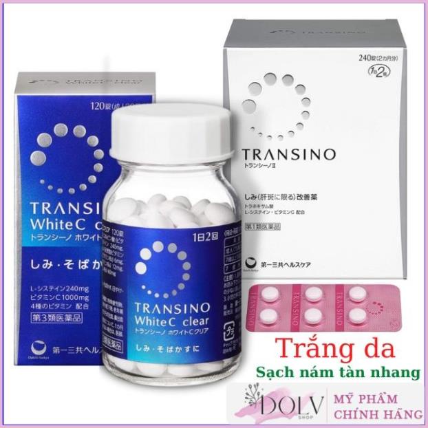 Combo Viên Trắng Da Transino 240 và 120 Viên White C Nhật Bản Chống Nám, Giảm Tàn Nhang Chính Hãng