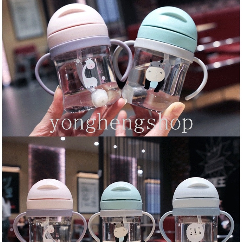Bình Uống Nước Có Tay Cầm Và Ống Hút Dung Tích 300Ml Cho Bé
