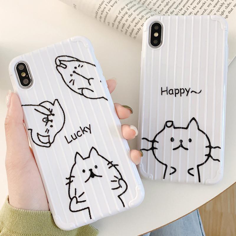 [ OPPO ] Ốp Lưng Sọc Nổi Cat Happy - S007