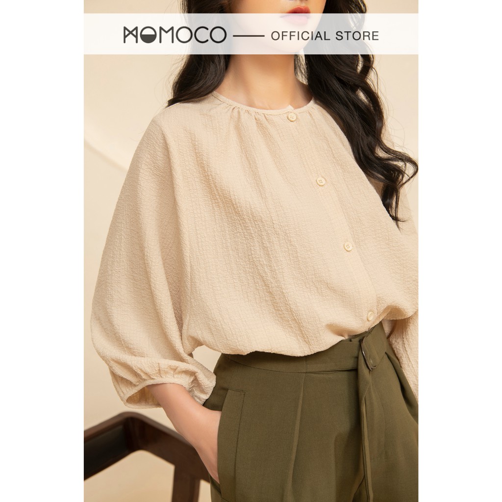 Áo Sơ Mi Tay Dơi MOMOCO Dáng Loose Đuôi Tôm Chất Liệu Xốp Nhăn M2813