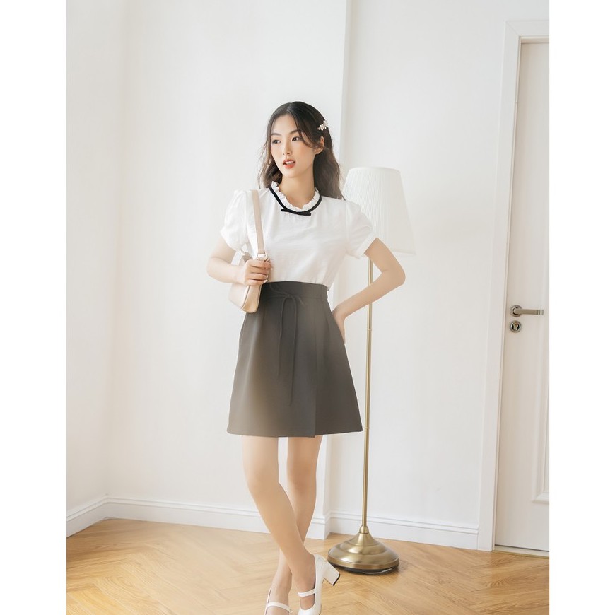 Sơ mi nữ thiết kế mosohali cổ bèo nơ 2 màu