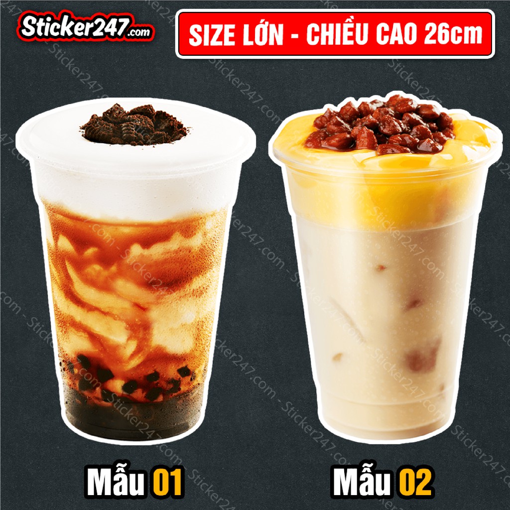 Sticker Trà Sữa Khổ Lớn Hình Siêu Thực [Mẫu mới] 𝑭𝒓𝒆𝒆𝒔𝒉𝒊𝒑 trang trí decor quán cà phê, trà sữa, dán tường, kính