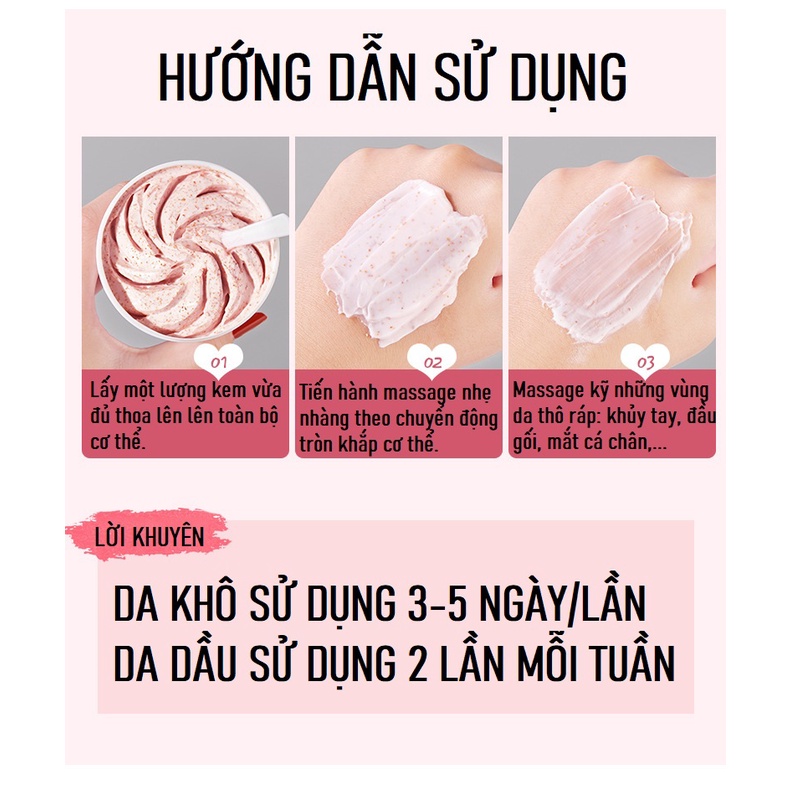 Tẩy Da Chết Toàn Thân Heyxi Đào Peach Clear Body Scrub Làm Trắng Da, Sạch Sâu, Dưỡng Ẩm Se Khít Lỗ Chân Lông 90g