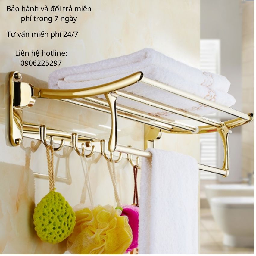 Giá treo khăn nhà tắm inox 304 💘Nhập mã SIEUDECOR giảm 40k💘, kệ gắn tường 2 tầng treo quần áo PKNT005