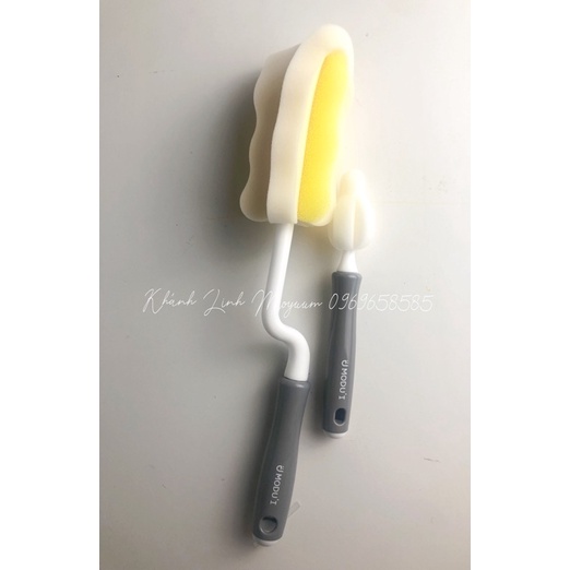 Set cọ bình, núm ti silicon BOTTLE BRUSH SET bằng mút chính hãng Bluemama Hàn Quốc