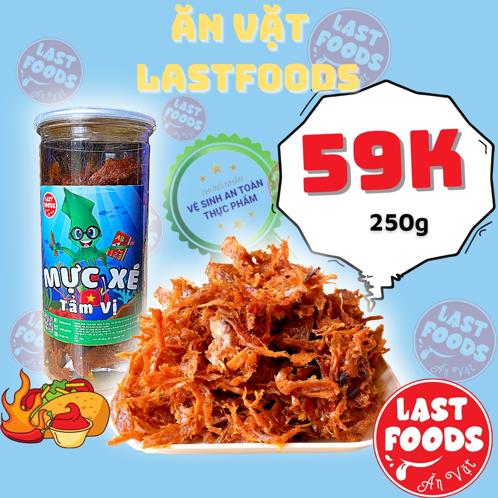 Mực xé tẩm vị 250gram cay vừa, ăn vặt LASTFOODS Hà Nội với đặc sản các miền đa dạng ngon rẻ