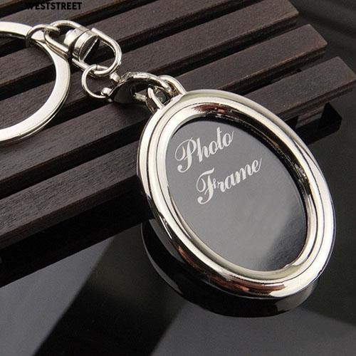 Móc chìa khóa hình vuông/ tròn/trái tim/ oval để lồng hình có thể xoay được