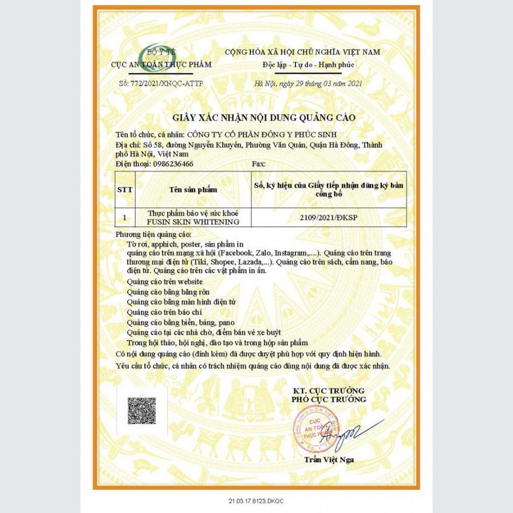 Viên trắng da toàn thân FUSIN SKIN WHITENING