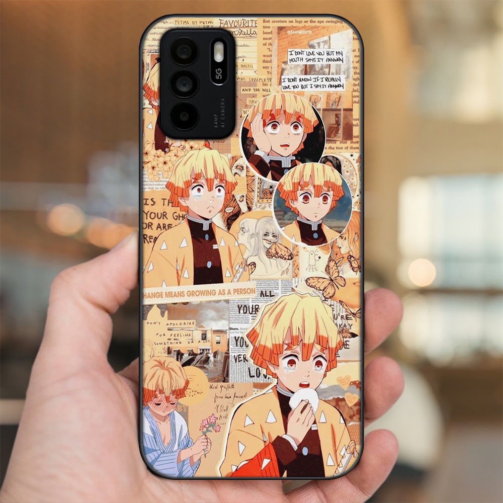 Ốp lưng Oppo Reno 6Z 5G viền đen in hình Zenitsu Kimetsu no Yaiba