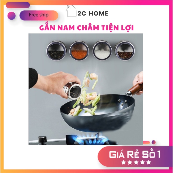 Lọ đựng gia vị Hũ đựng gia vị thuỷ tinh Hũ gia vị bằng thép không có nam châm gắn tường – 2C Home